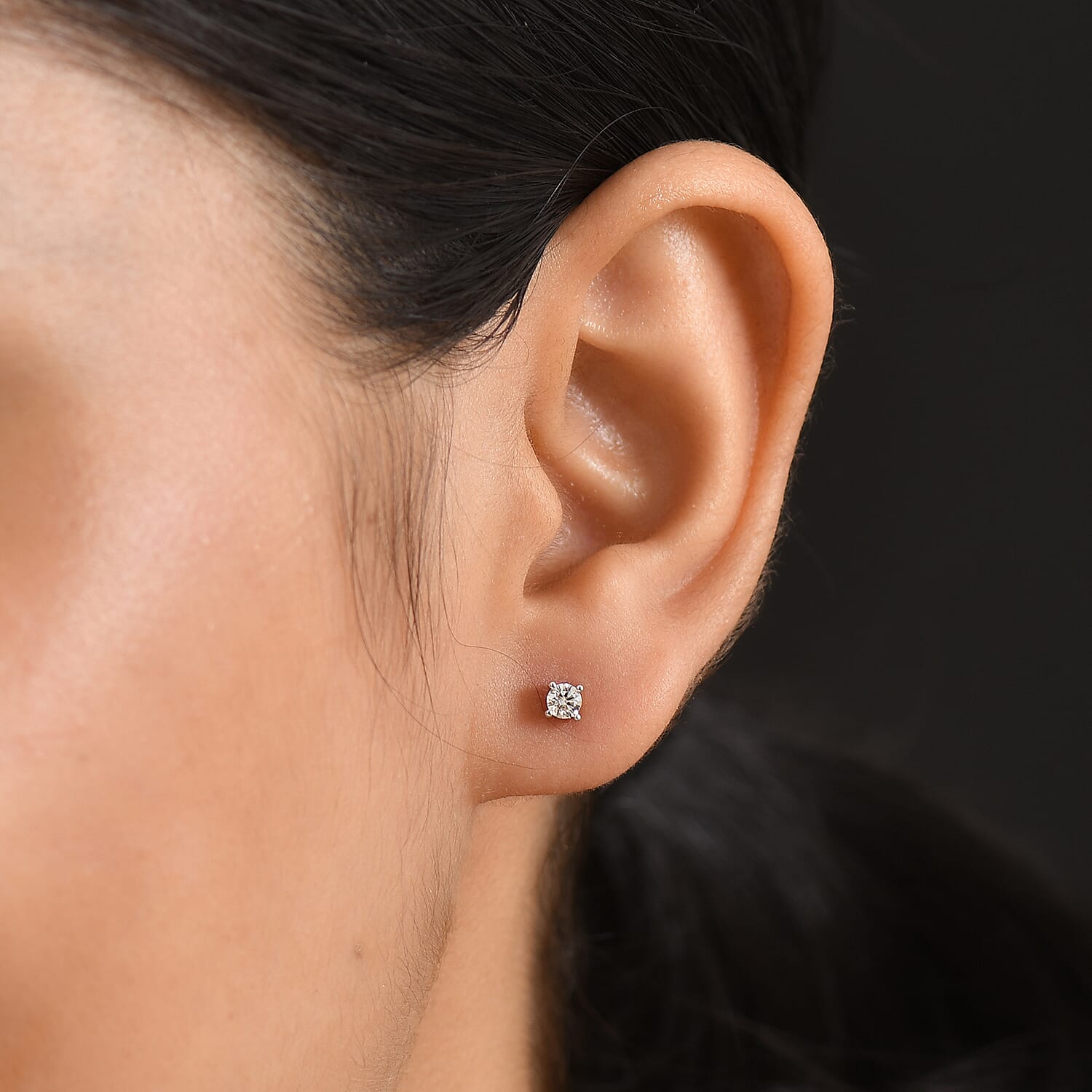 Luxuriant - 14K Yellow Gold SGL Certified Lab Grown Diamond (SI-G-H) Solitaire Stud Push Post Earring 0.25 Ct.