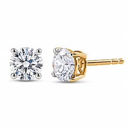 LUXURIANT 9K White Gold Lab Grown Diamond (SI/ GH) Solitaire Stud Earrings With Push Back