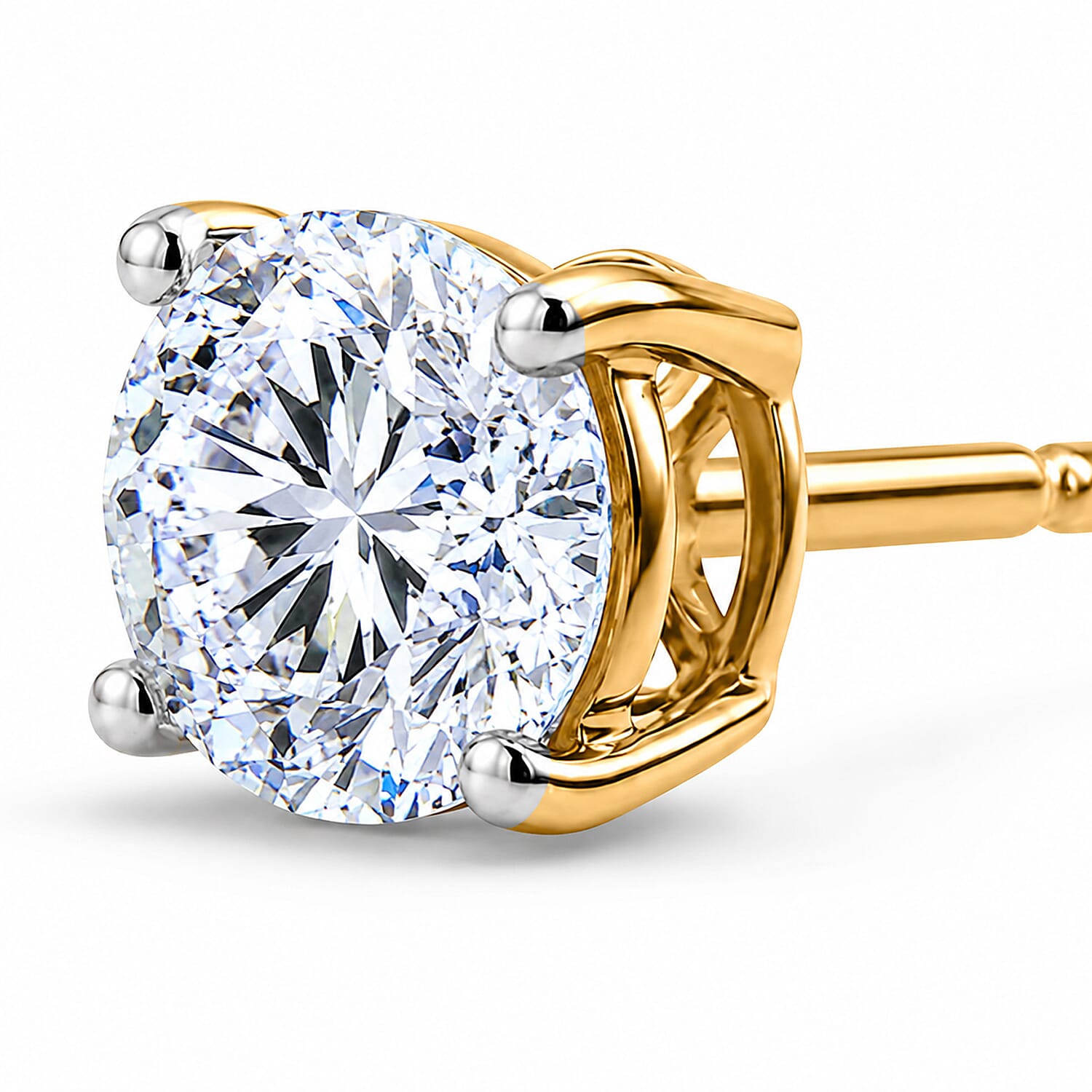 Luxuriant - 9K Yellow Gold SGL Certified Lab Grown Diamond (SI-G-H) Solitaire Stud Push Post Earring 0.50 Ct.
