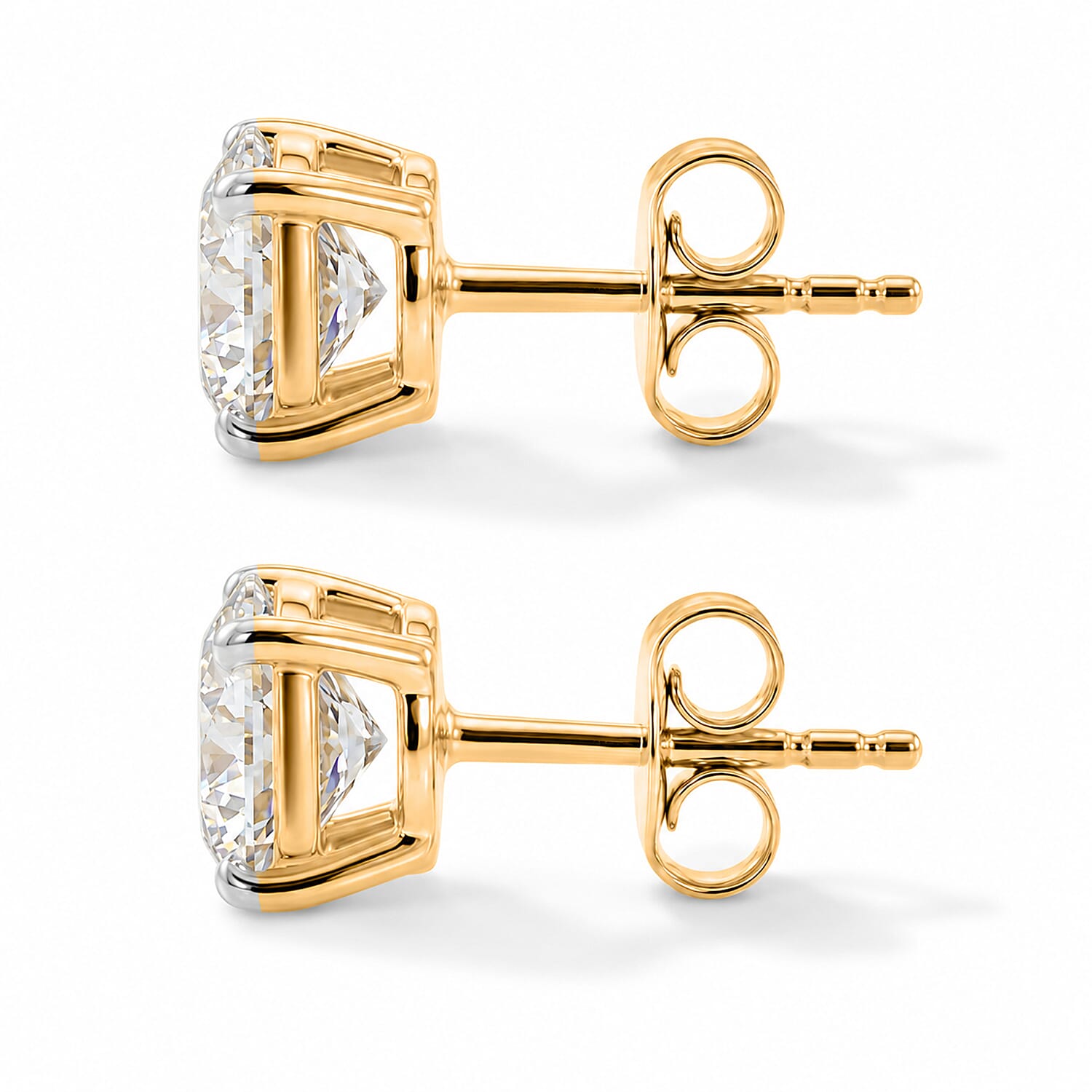 Luxuriant - 9K Yellow Gold SGL Certified Lab Grown Diamond (SI-G-H) Solitaire Stud Push Post Earring 0.50 Ct.
