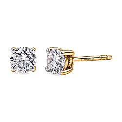Luxuriant - 9K Yellow Gold SGL Certified Lab Grown Diamond (SI-G-H) Solitaire Stud Push Post Earring 0.50 Ct.