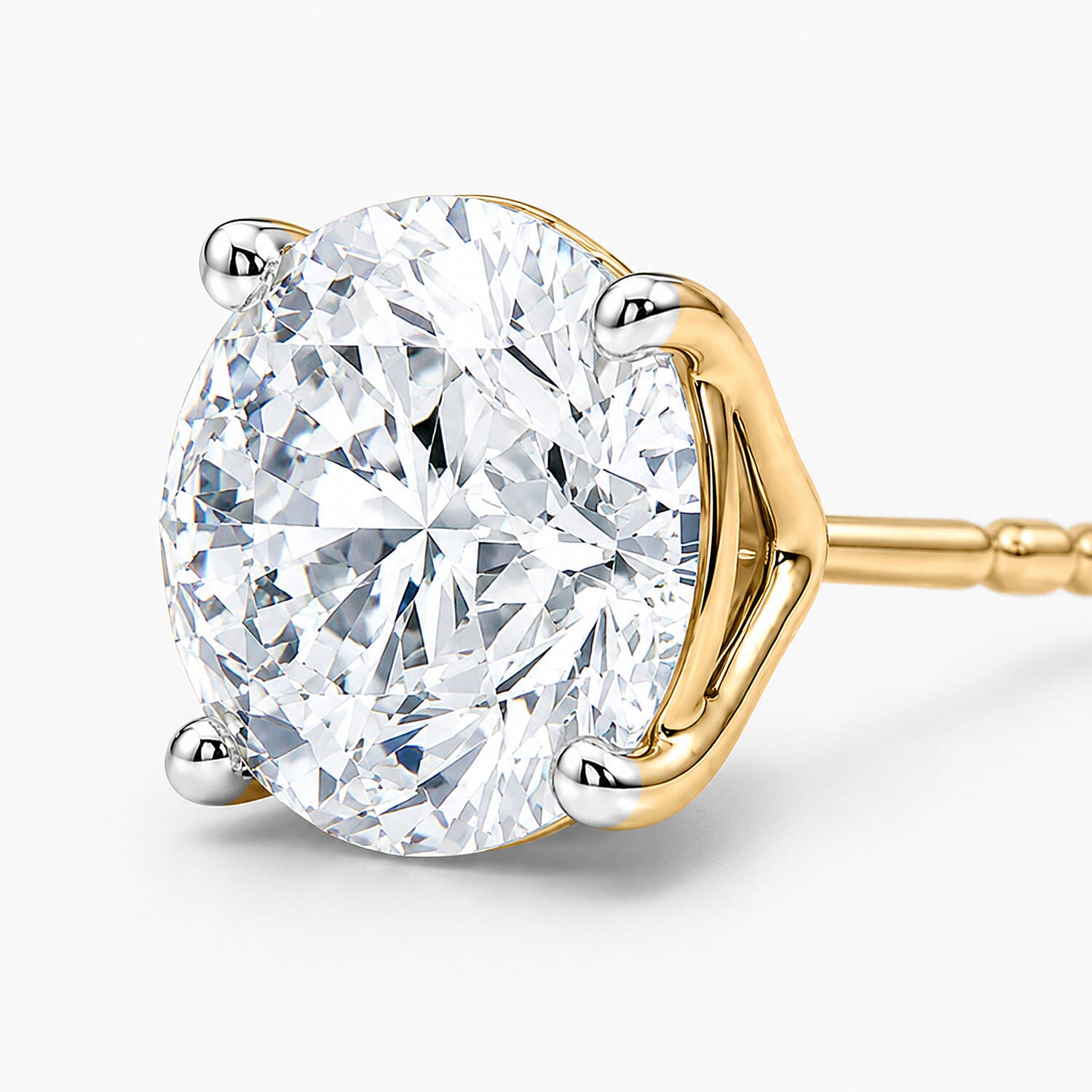 Luxuriant - 9K Yellow Gold SGL Certified Lab Grown Diamond (SI-G-H) Solitaire Stud Push Post Earring 3.10 Ct.
