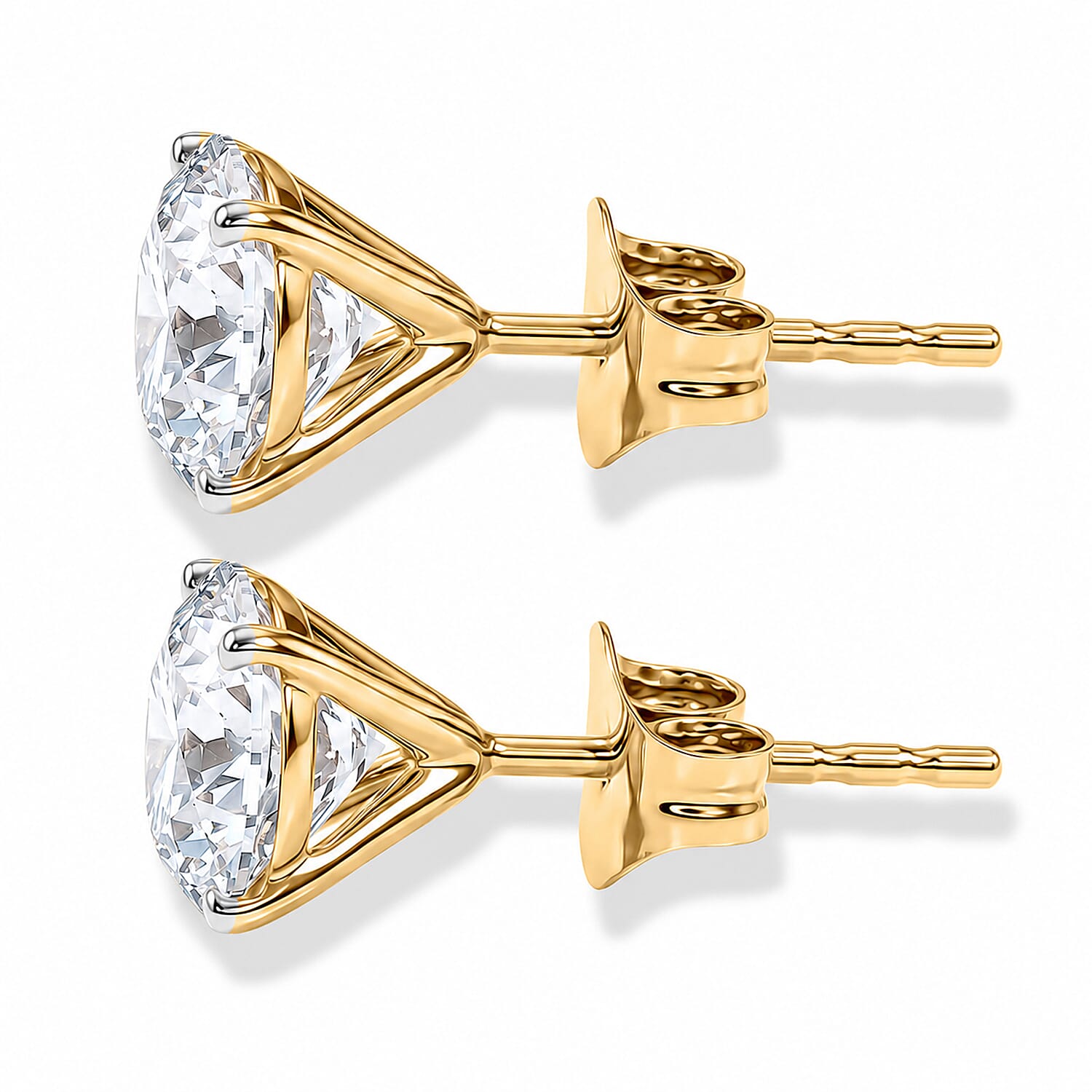 Luxuriant - 9K Yellow Gold SGL Certified Lab Grown Diamond (SI-G-H) Solitaire Stud Push Post Earring 3.10 Ct.