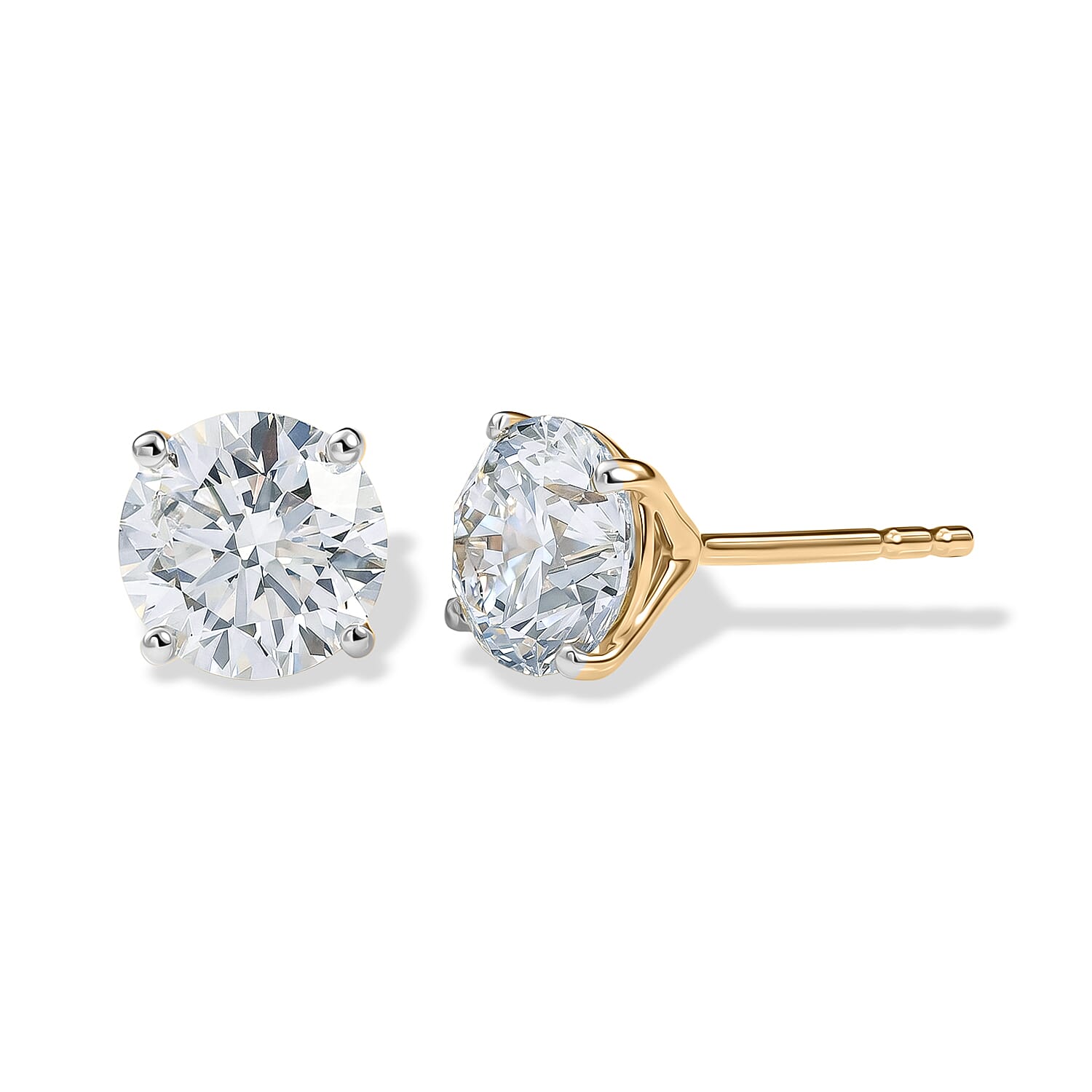 Luxuriant - 9K Yellow Gold SGL Certified Lab Grown Diamond (SI-G-H) Solitaire Stud Push Post Earring 3.10 Ct.