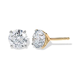 Luxuriant - 9K Yellow Gold SGL Certified Lab Grown Diamond (SI-G-H) Solitaire Stud Push Post Earring 3.10 Ct.