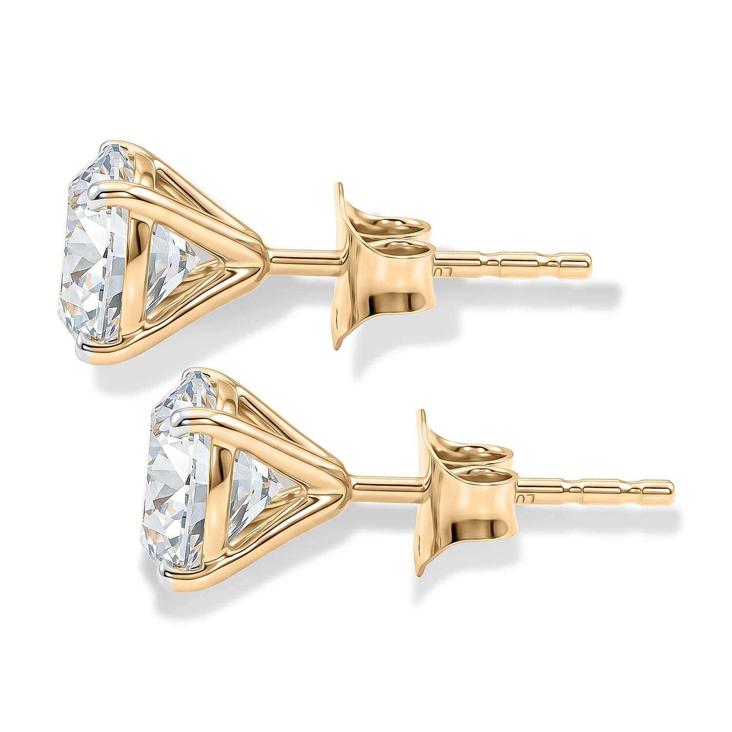 Luxuriant - 9K Yellow Gold SGL Certified Lab Grown Diamond (SI-G-H) Solitaire Stud Push Post Earring 3.10 Ct.