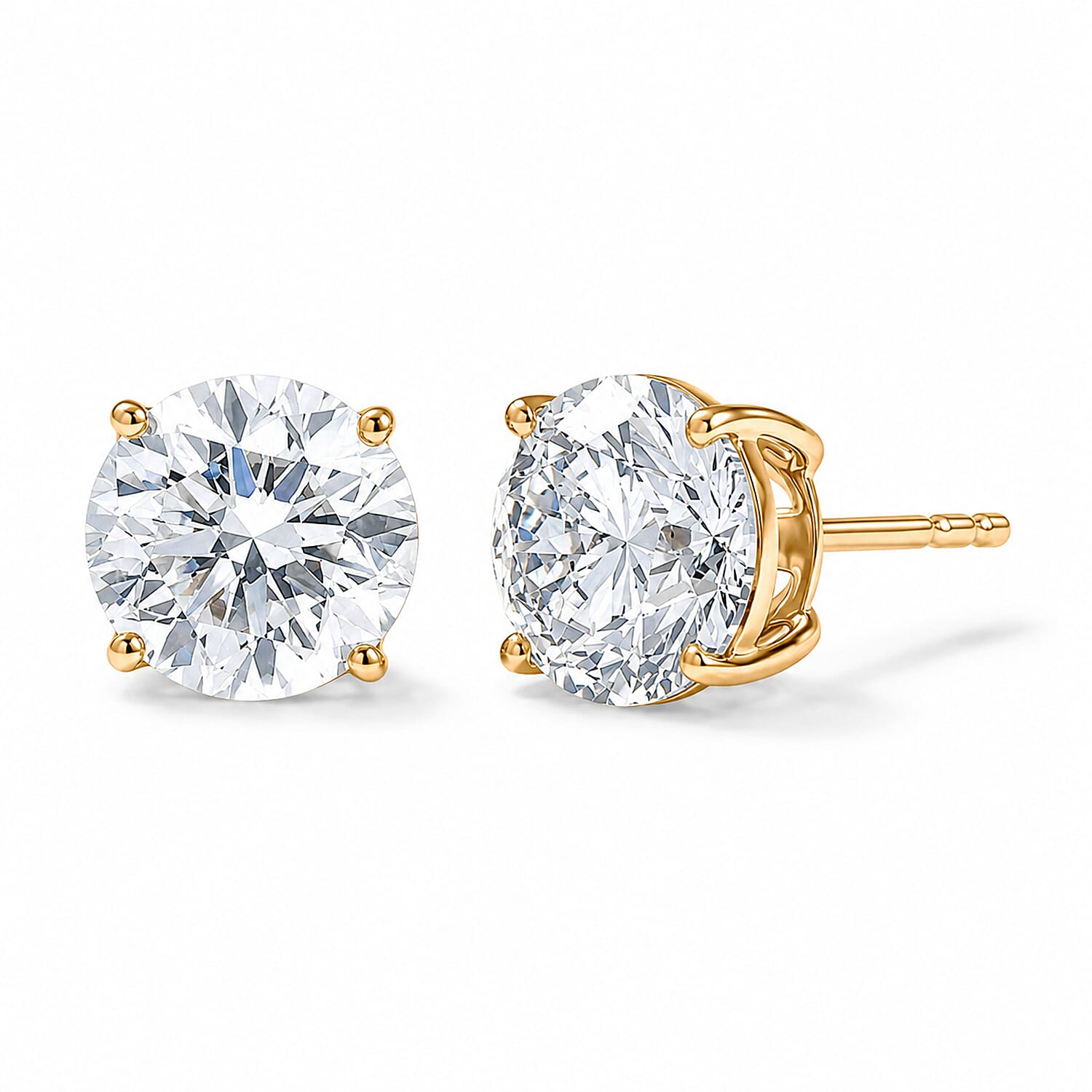 Luxuriant - 9K Yellow Gold SGL Certified Lab Grown Diamond (SI-G-H) Solitaire Stud Push Post Earring 5.10 Ct.