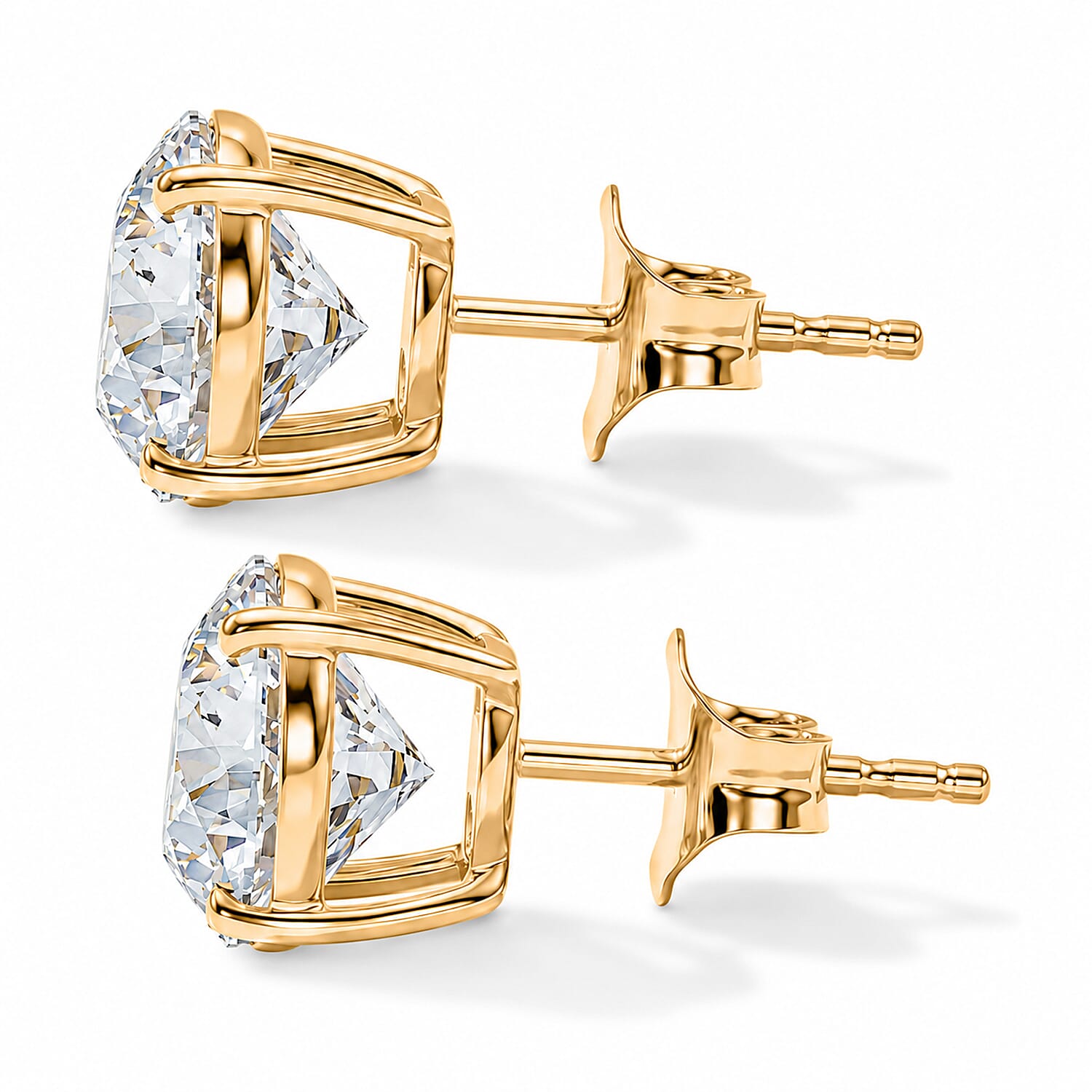 Luxuriant - 9K Yellow Gold SGL Certified Lab Grown Diamond (SI-G-H) Solitaire Stud Push Post Earring 5.10 Ct.