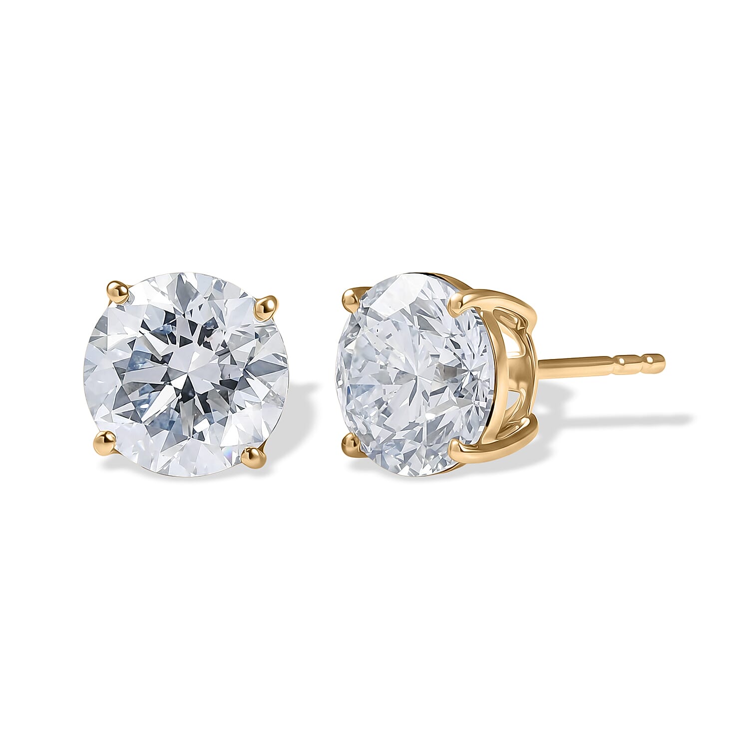 Luxuriant - 9K Yellow Gold SGL Certified Lab Grown Diamond (SI-G-H) Solitaire Stud Push Post Earring 5.10 Ct.