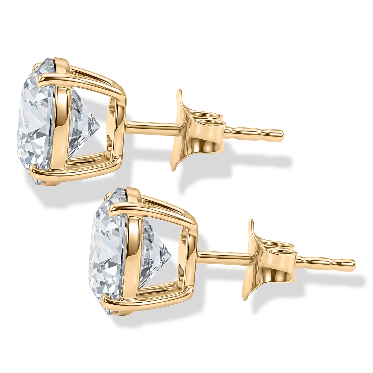 Luxuriant - 9K Yellow Gold SGL Certified Lab Grown Diamond (SI-G-H) Solitaire Stud Push Post Earring 5.10 Ct.