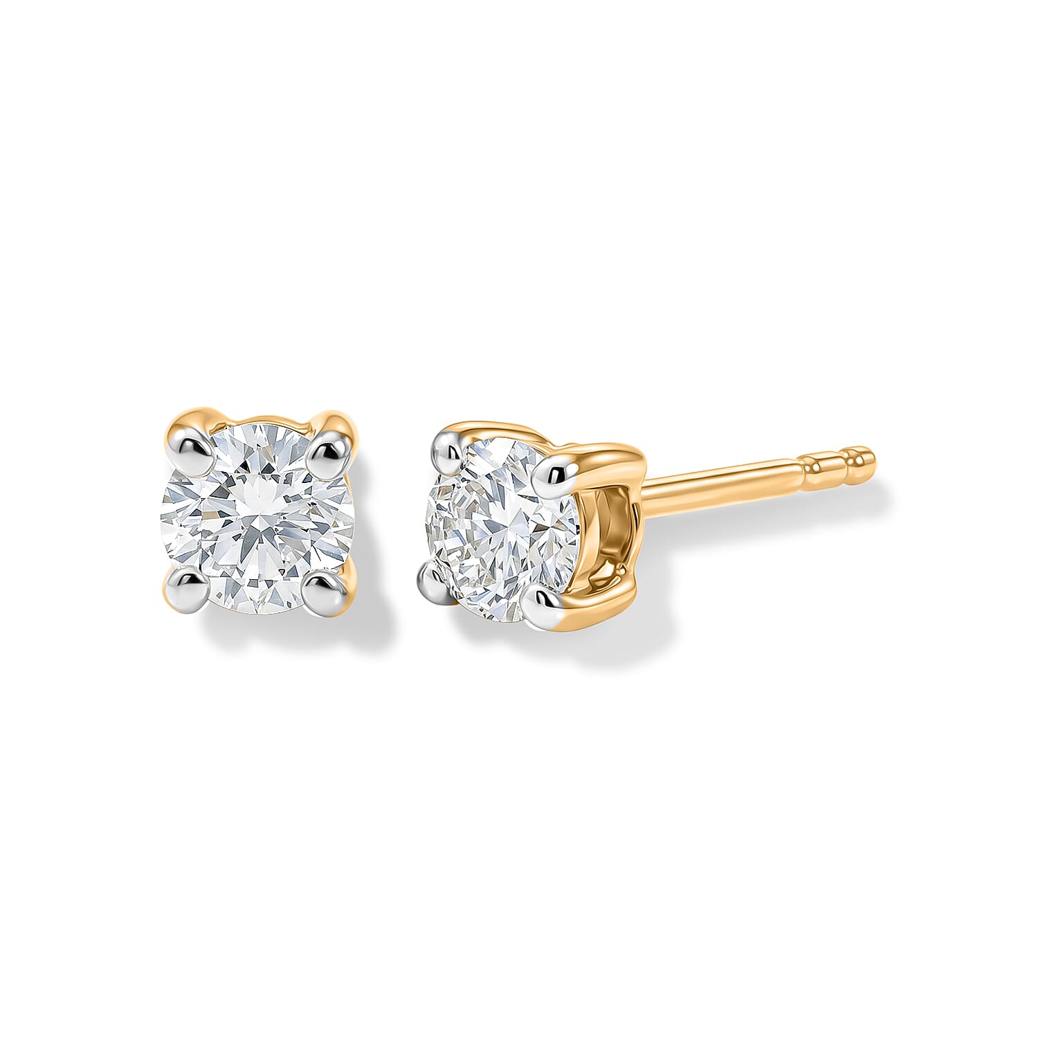 Luxuriant - 14K White Gold SGL Certified Lab Grown Diamond (SI-G-H) Solitaire Stud Push Post Earring 0.50 Ct.