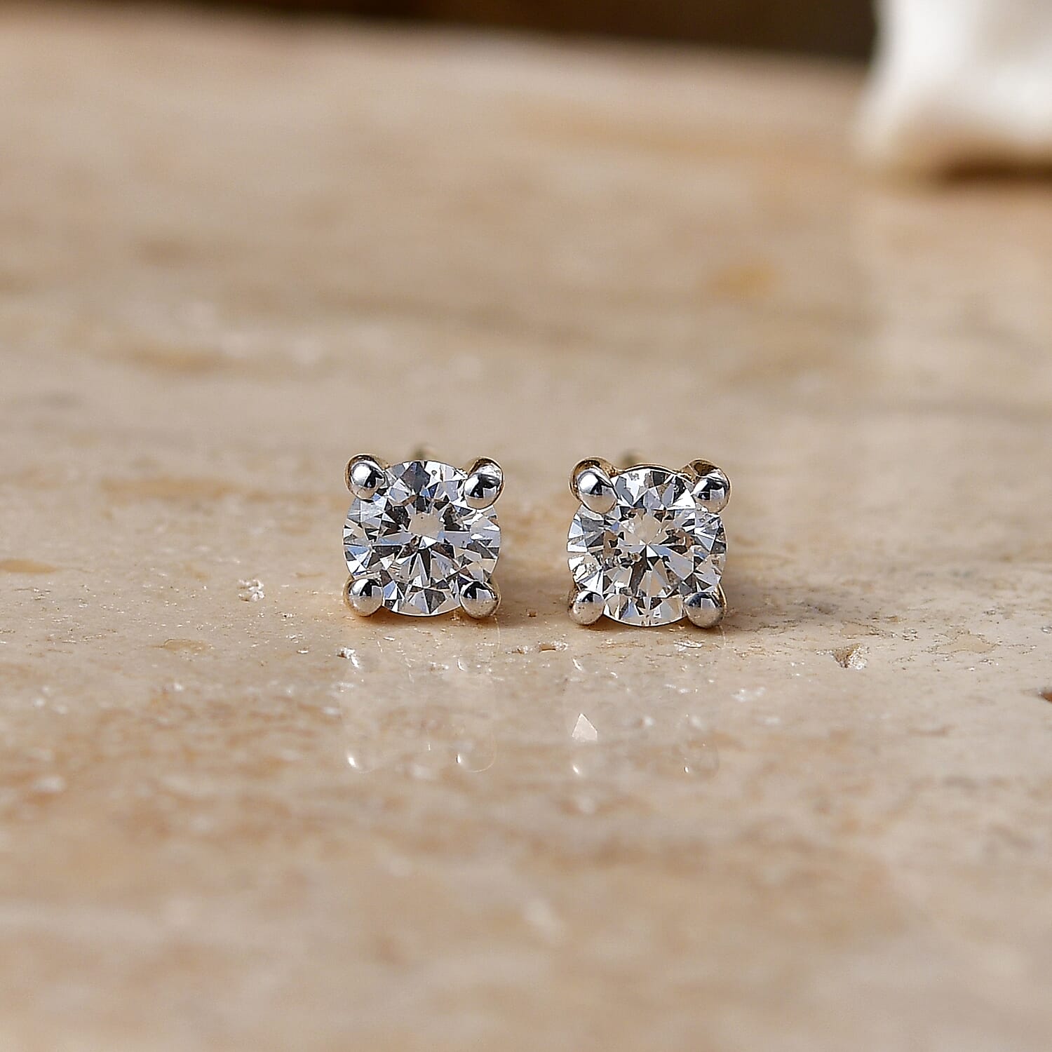 Luxuriant - 14K White Gold SGL Certified Lab Grown Diamond (SI-G-H) Solitaire Stud Push Post Earring 0.50 Ct.