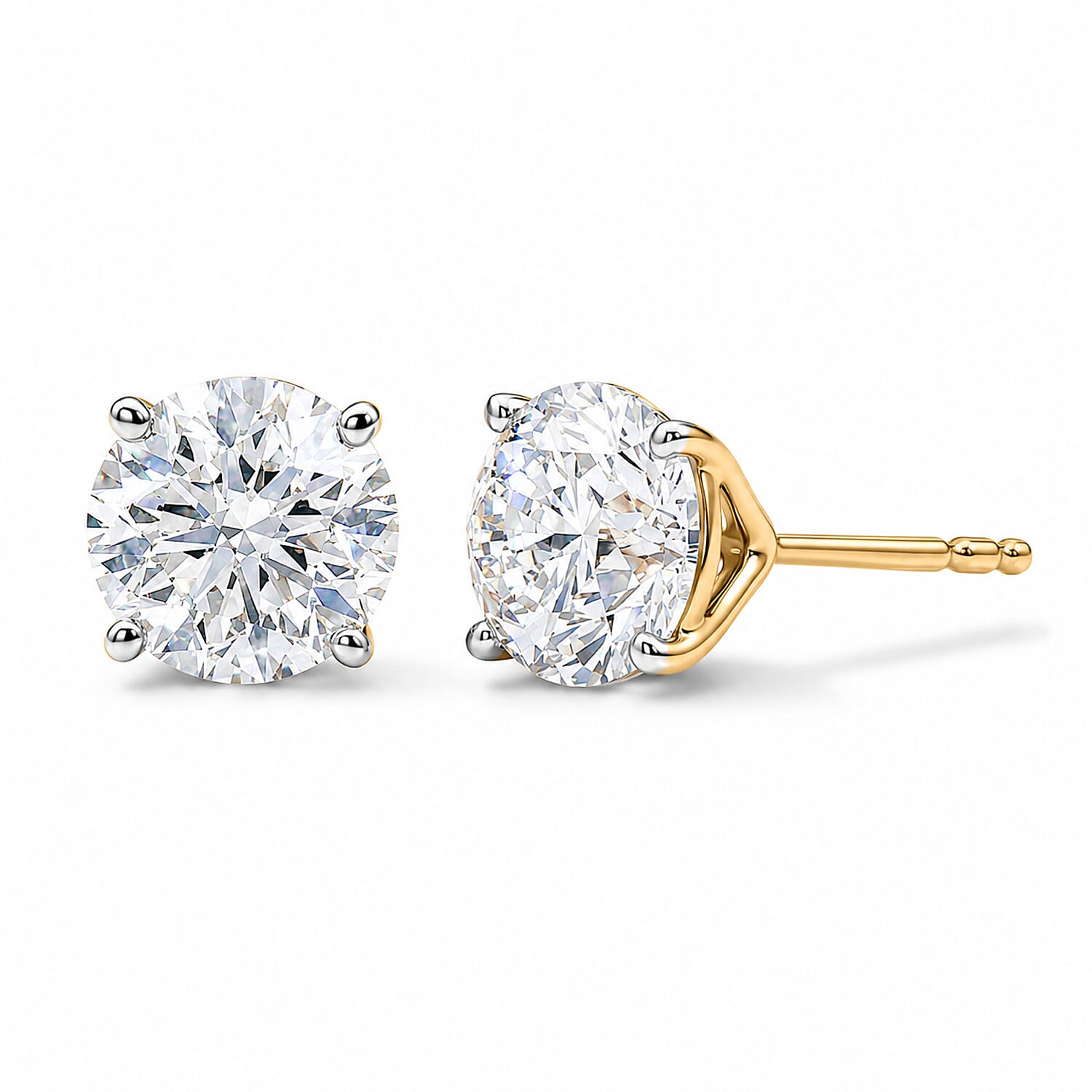 Luxuriant - 14K Yellow Gold SGL Certified Lab Grown Diamond (SI-G-H) Solitaire Stud Push Post Earring 3.10 Ct.