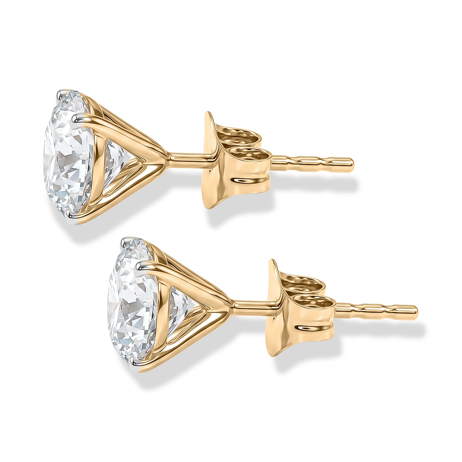 Luxuriant - 14K Yellow Gold SGL Certified Lab Grown Diamond (SI-G-H) Solitaire Stud Push Post Earring 3.10 Ct.