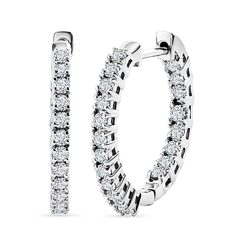 Luxuriant - Lab Grown Diamond (SI-G-H) Full Hoop Earring in Rhodium Overlay Sterling Silver 1.00 Ct.