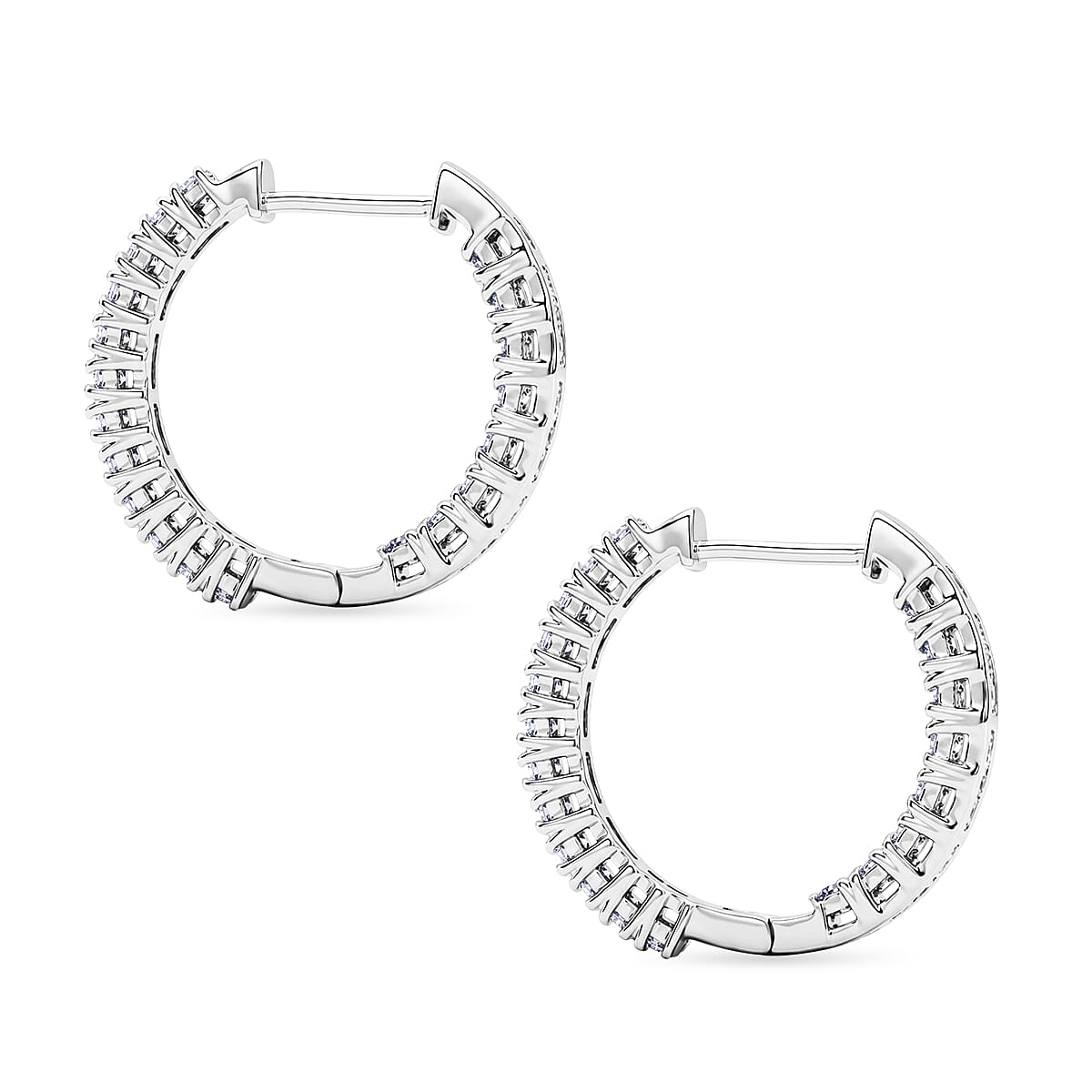 Luxuriant - Lab Grown Diamond (SI-G-H) Full Hoop Earring in Rhodium Overlay Sterling Silver 1.00 Ct.