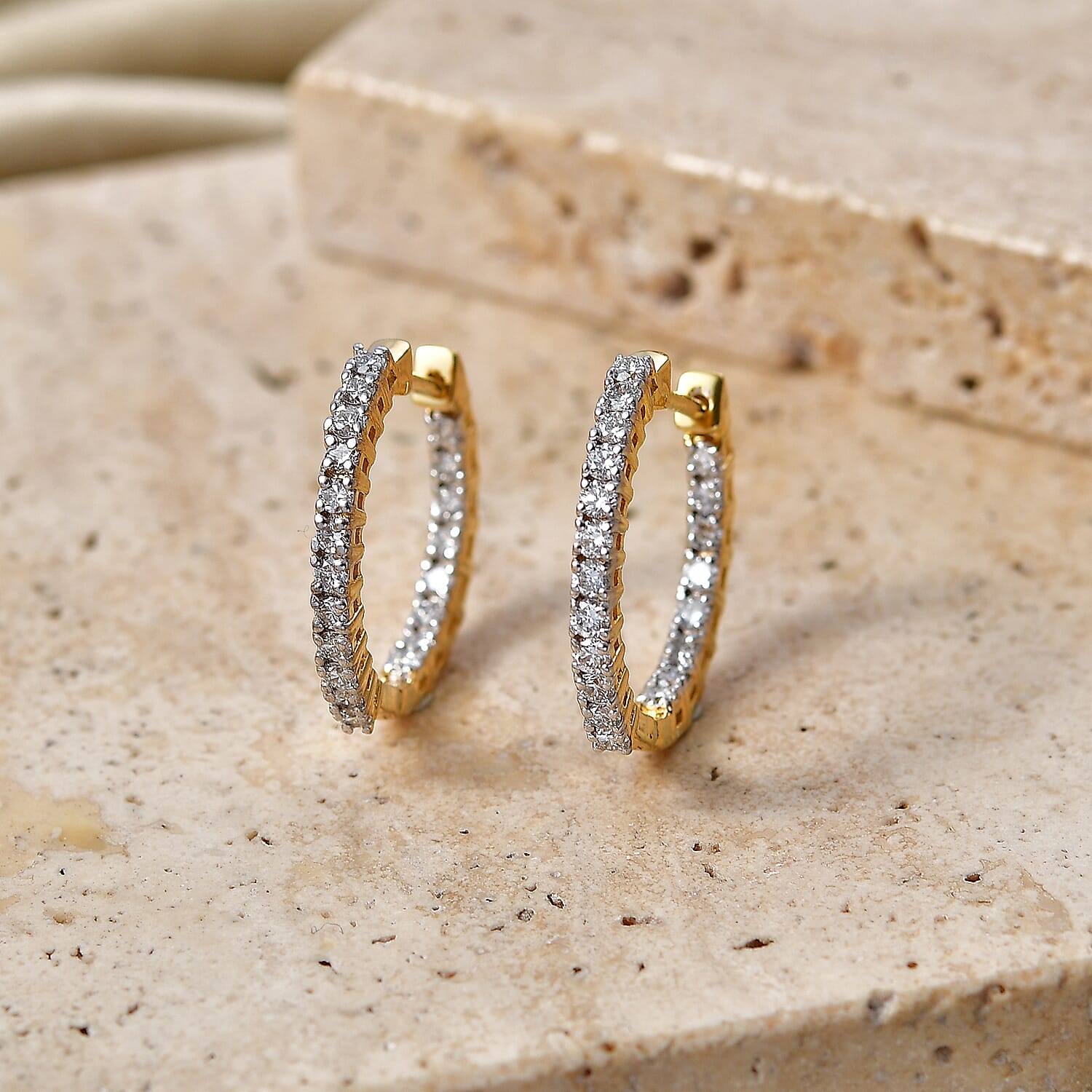 Luxuriant - Lab Grown Diamond (SI-G-H) Full Hoop Earring in 18K Vermeil Yellow Gold Plated Sterling Silver 1.00 Ct.