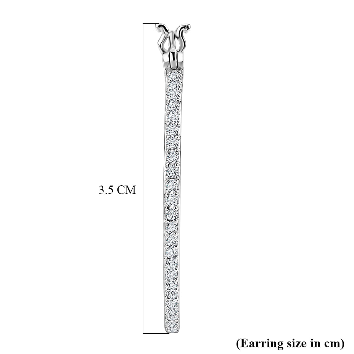 Luxuriant - Lab Grown Diamond (SI-G-H) Large Hoop Earring with Clasp in Rhodium Overlay Sterling Silver 0.75 Ct.