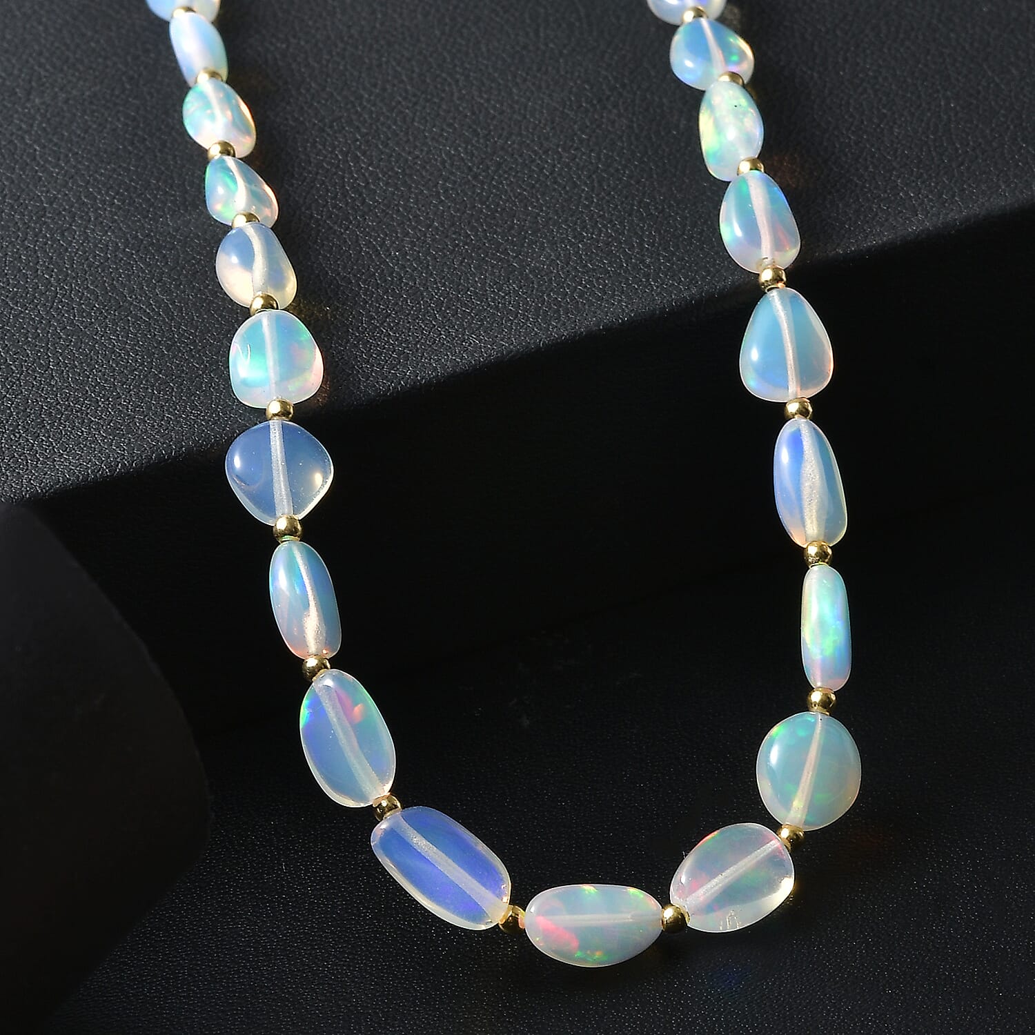 D'Joy - Ethiopian Opal Necklace (Size - 18-2 Ext) in 18K Vermeil Yellow Gold Plated Sterling Silver 36.00 Ct.