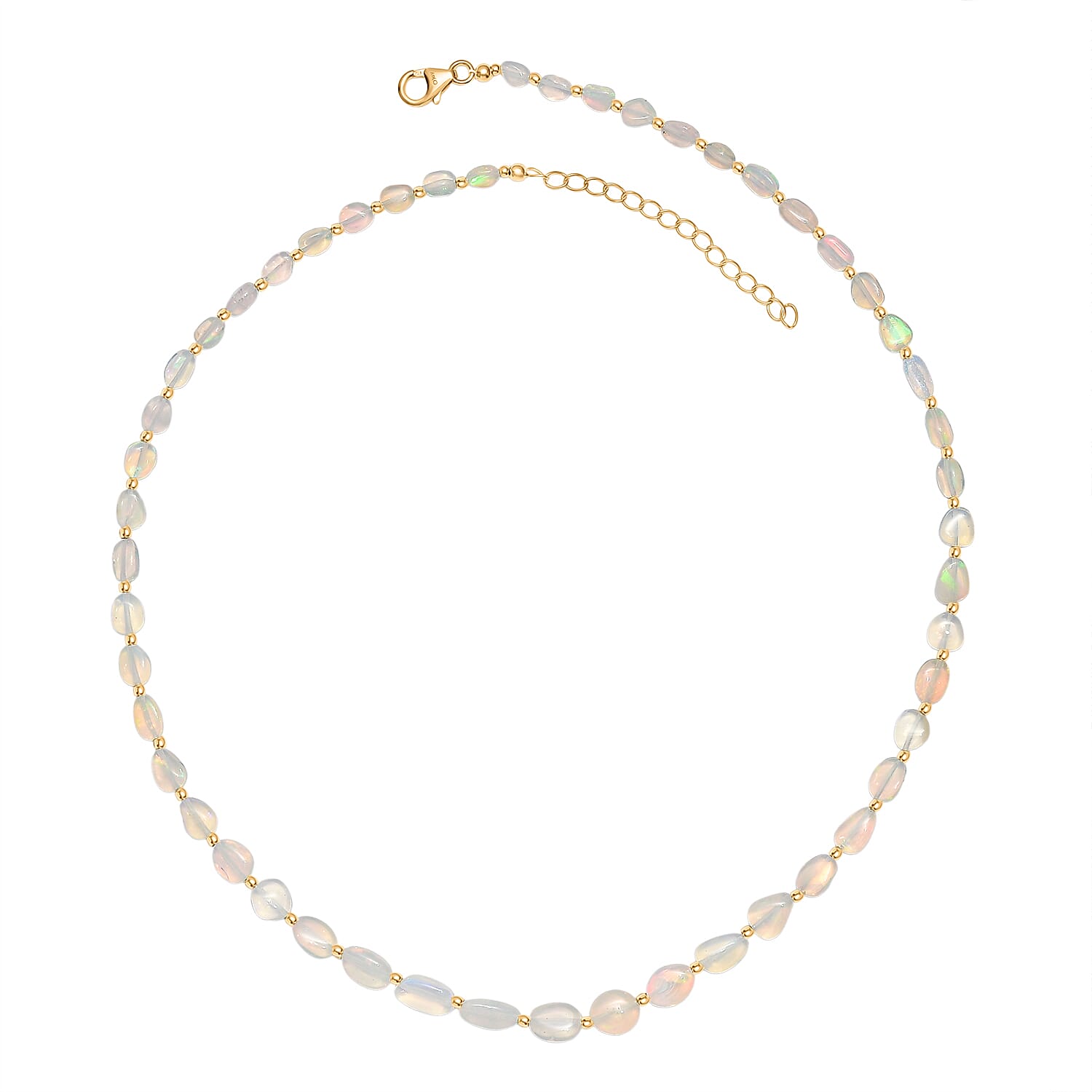 D'Joy - Ethiopian Opal Necklace (Size - 18-2 Ext) in 18K Vermeil Yellow Gold Plated Sterling Silver 36.00 Ct.