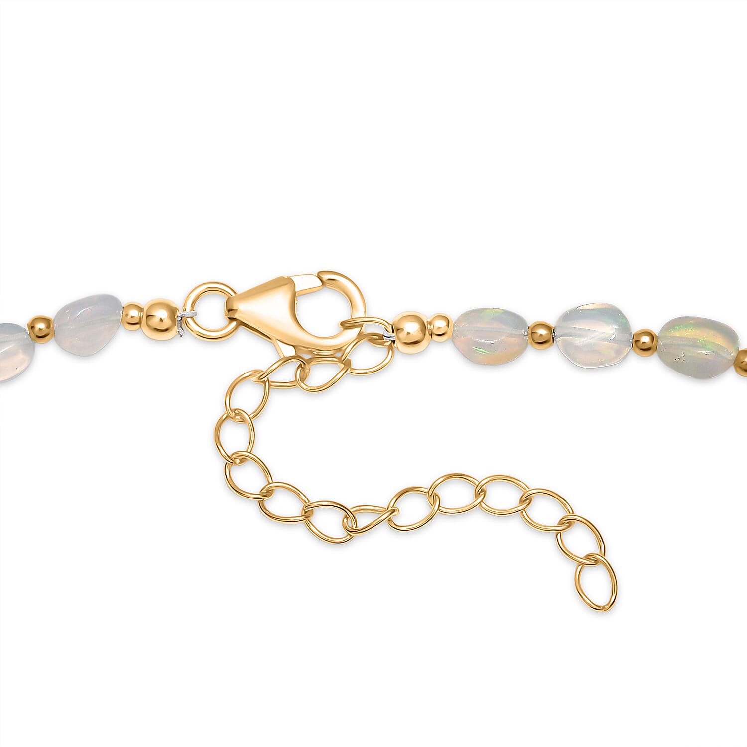 D'Joy - Ethiopian Opal Necklace (Size - 18-2 Ext) in 18K Vermeil Yellow Gold Plated Sterling Silver 36.00 Ct.
