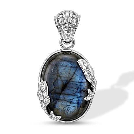 Royal Bali Collection - D'Joy Labradorite Sterling Silver Oval Design Solitaire Pendant 19.70 Ct.
