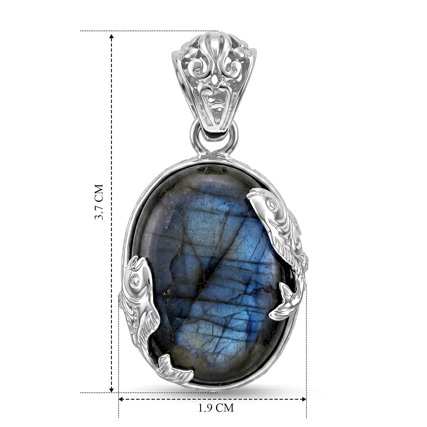 Royal Bali Collection - D'Joy Labradorite Sterling Silver Oval Design Solitaire Pendant 19.70 Ct.