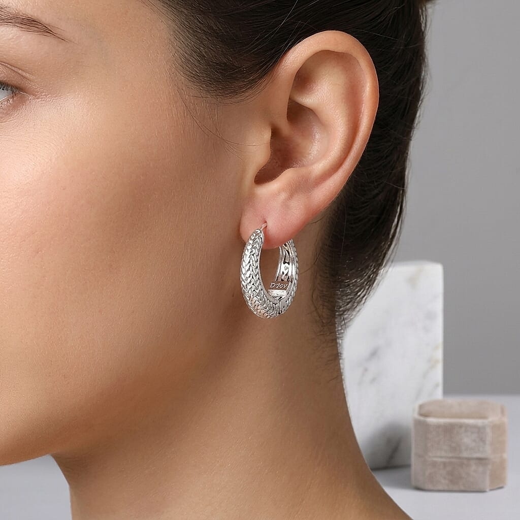 Royal Bali Collection - D'Joy Sterling Silver Filigree Hoop Earring, Silver Wt. 10.20 Gms
