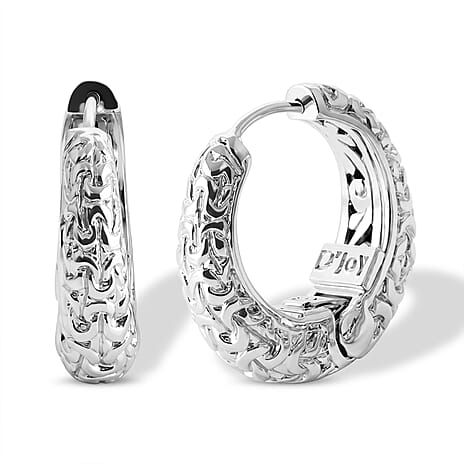 Royal Bali Collection - D'Joy Sterling Silver Filigree Hoop Earring, Silver Wt.10.30 Gms