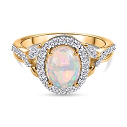 Royal Bali Collection - D'Joy Ethiopian Opal & Moissanite Ring in Sterling Silver 1.50 Ct.