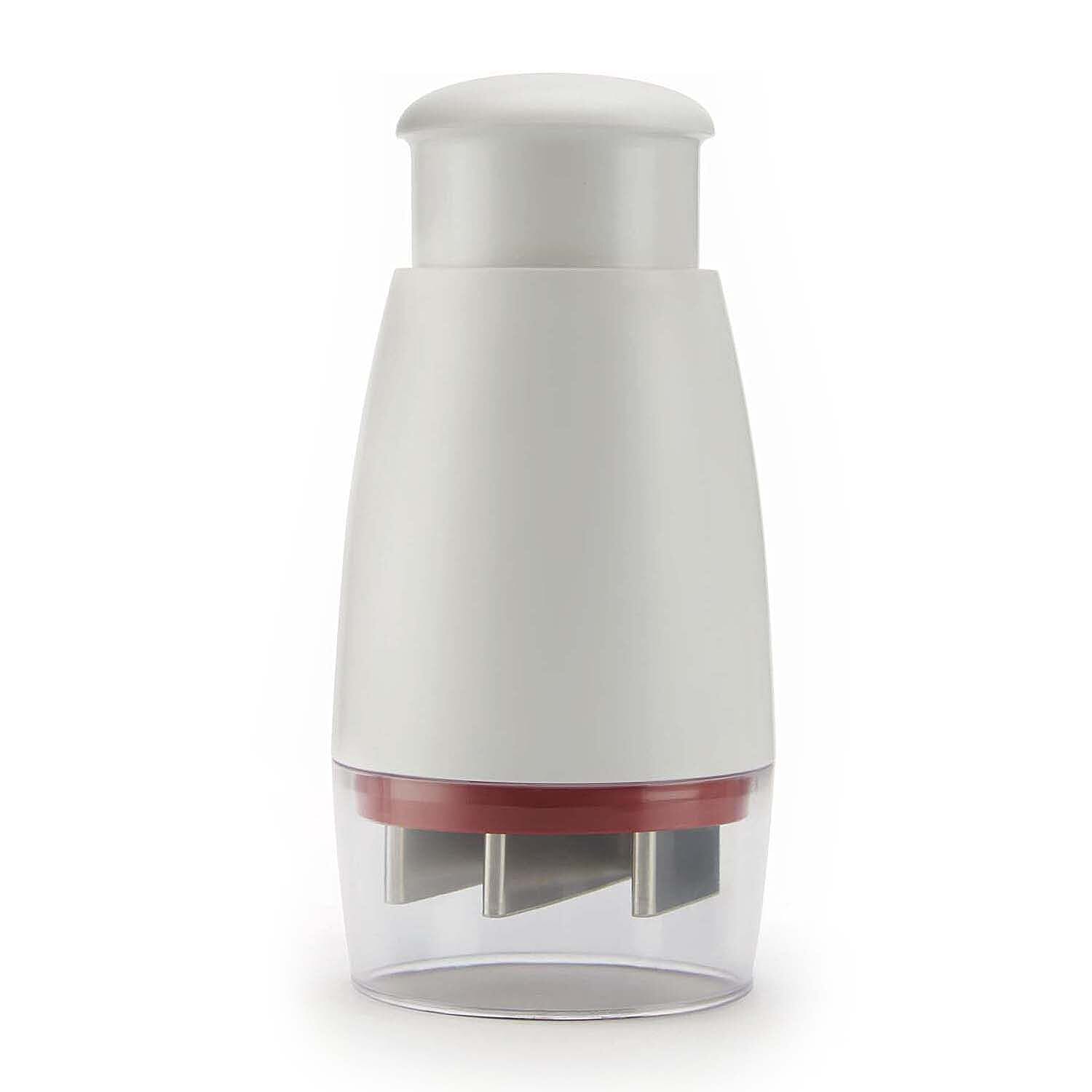 Zyliss Zick-Zick Classic Food Chopper - Manual Handheld White Vegetable Slicer, Premium 1 Cup Capacity Stainless Steel Rotating Blade Onion Dicer with Lockable Handle