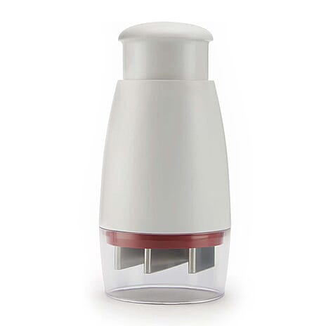 Zyliss Zick-Zick Classic Food Chopper - Manual Handheld White Vegetable Slicer, Premium 1 Cup Capacity Stainless Steel Rotating Blade Onion Dicer with Lockable Handle