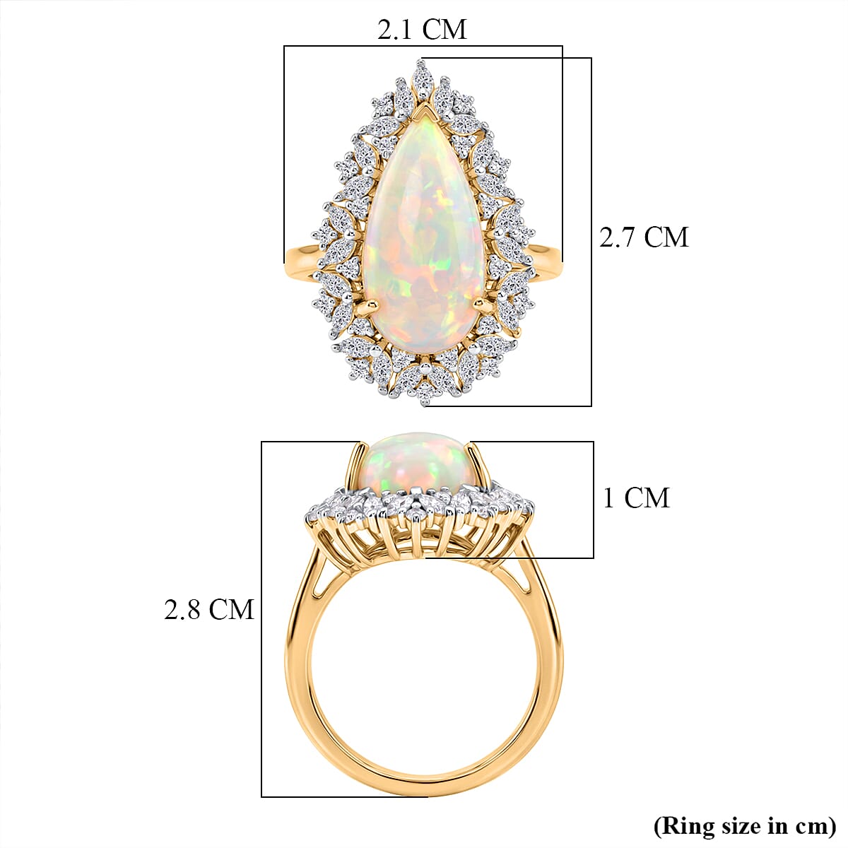 D'Joy Ethiopian Opal, Moissanite Halo Ring in 18K YG VermeilSterling Silver  5.402  Ct.