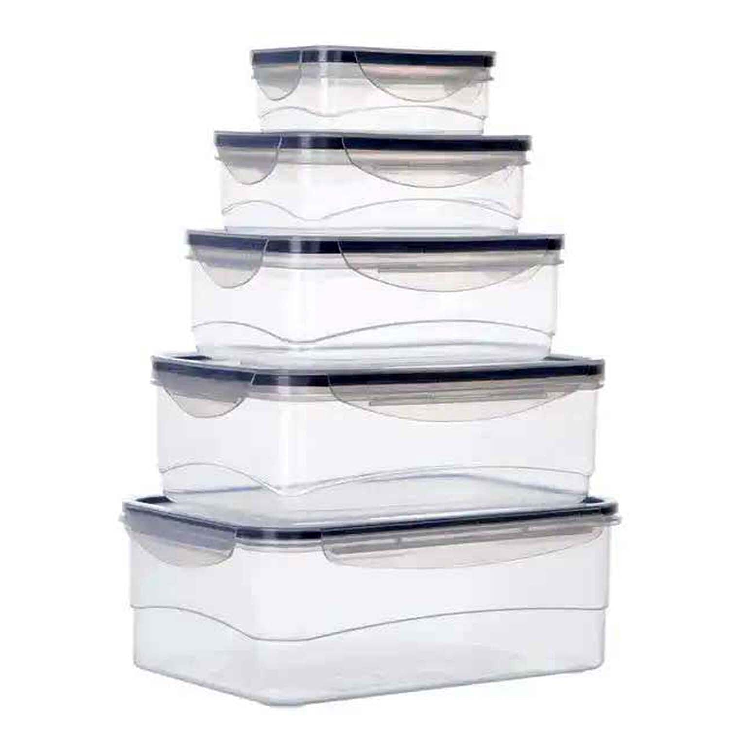 Kitchen Utensils 5-Piece BPA-Free Plastic Food Storage Containers - Grey