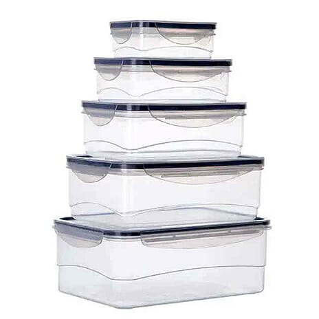 Kitchen Utensils 5-Piece BPA-Free Plastic Food Storage Containers - Grey