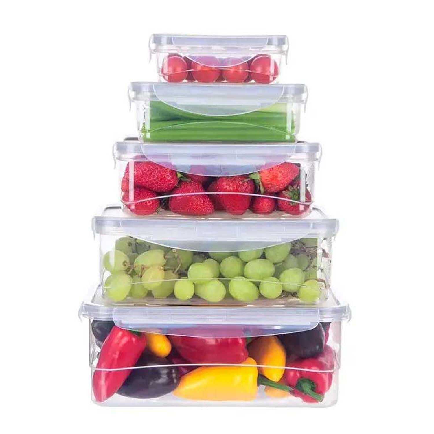 Kitchen Utensils 5-Piece BPA-Free Plastic Food Storage Containers - Grey