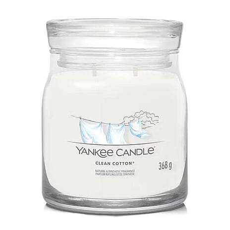 YANKEE CANDLE 2 Wick Candle (368 Grams - Burn Time 35-50 Hours) - Clean Cotton