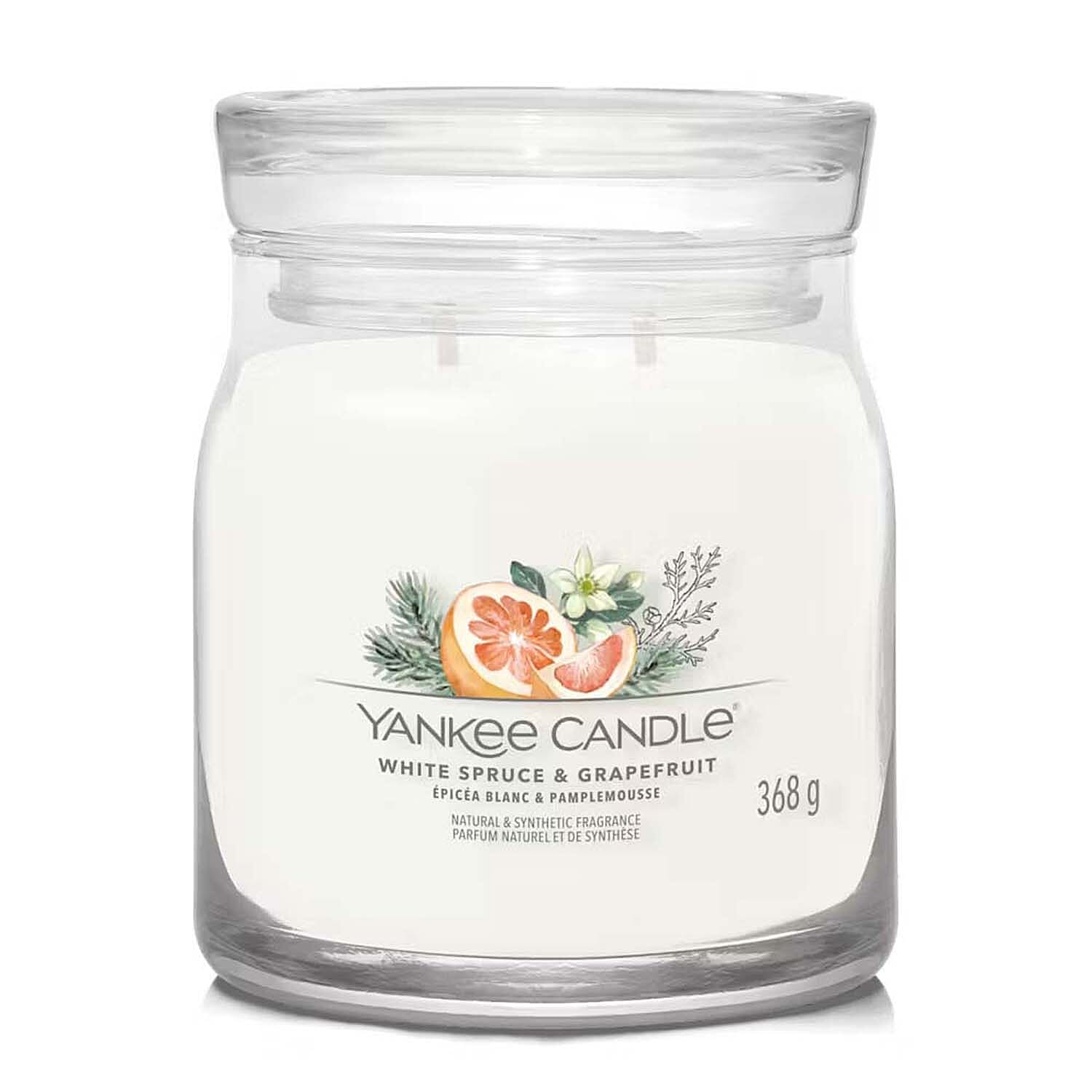 YANKEE CANDLE  2 Wick Candle (368 Grams - Burn Time 35-50 Hours) - White Spruce & Grapefruit