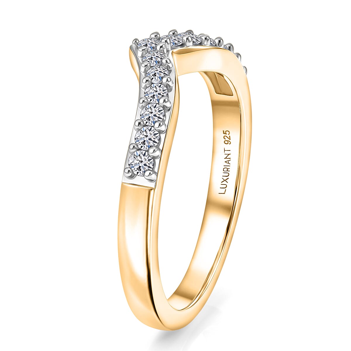 Luxuriant - Lab Grown Diamond (SI-G-H) Band Ring in 18K Vermeil Yellow Gold Plated Sterling Silver 0.25 Ct.