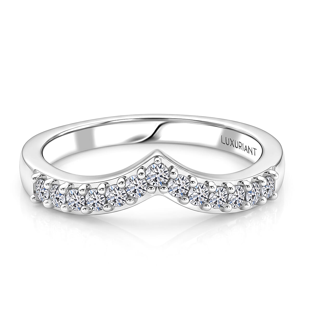 Luxuriant - Lab Grown Diamond (SI-G-H) Band Ring in Rhodium Overlay Sterling Silver 0.25 Ct.