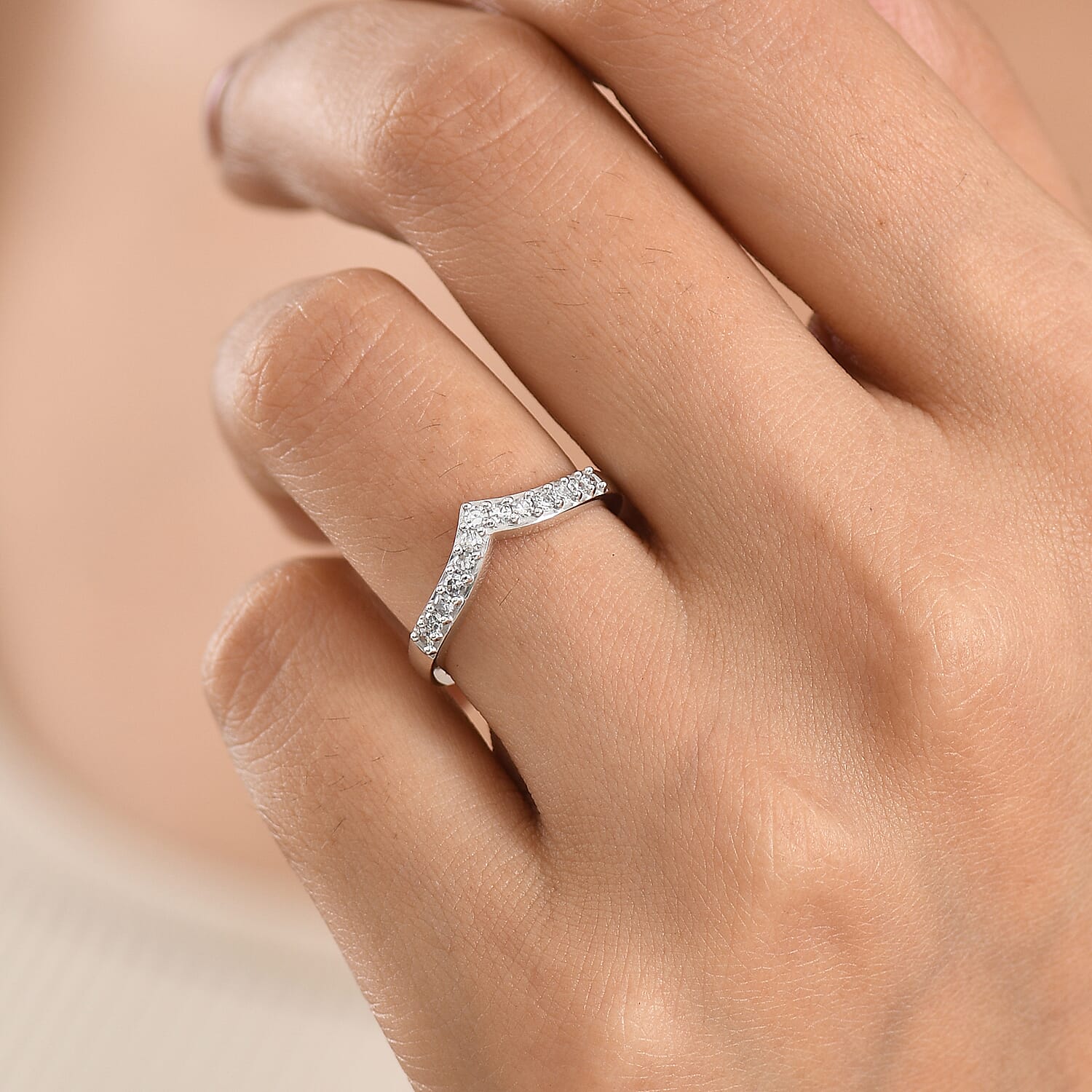 Luxuriant - Lab Grown Diamond (SI-G-H) Band Ring in Rhodium Overlay Sterling Silver 0.25 Ct.