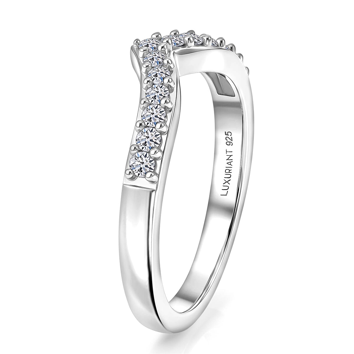 Luxuriant - Lab Grown Diamond (SI-G-H) Band Ring in Rhodium Overlay Sterling Silver 0.25 Ct.
