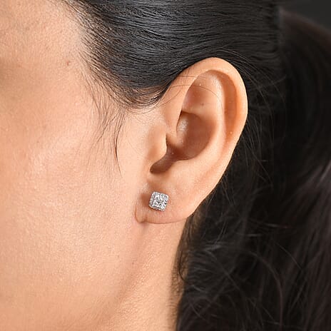 Luxuriant - Lab Grown Diamond (SI-G-H) Cluster Earring with Push Post in Yellow Gold Plated Sterling Silver