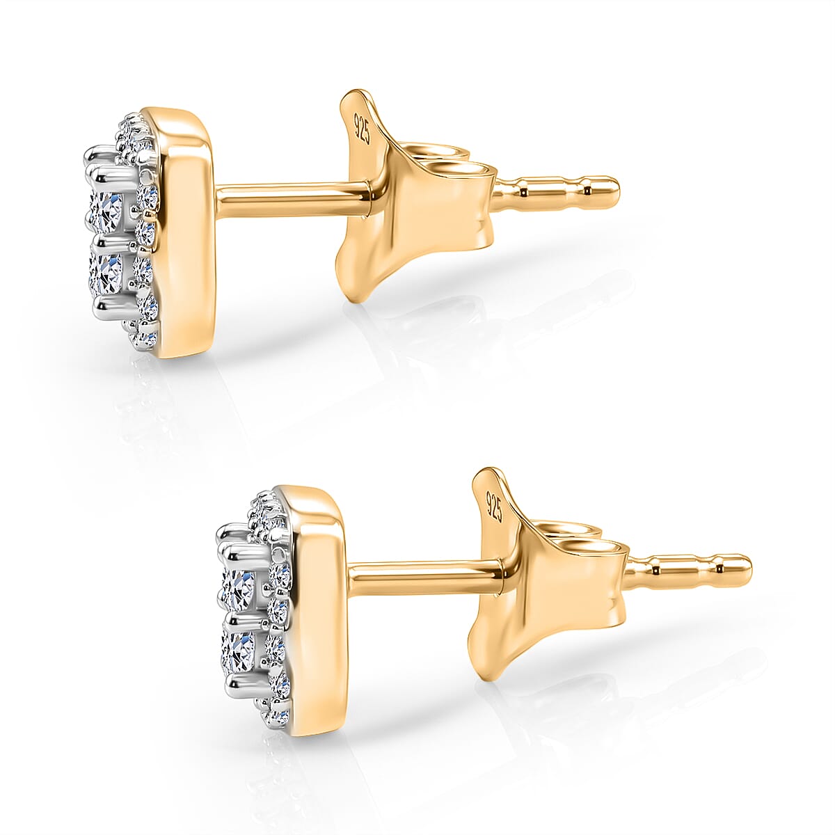 Luxuriant - Lab Grown Diamond (SI-G-H) Cluster Earring with Push Post in Yellow Gold Plated Sterling Silver 0.25 Ct.