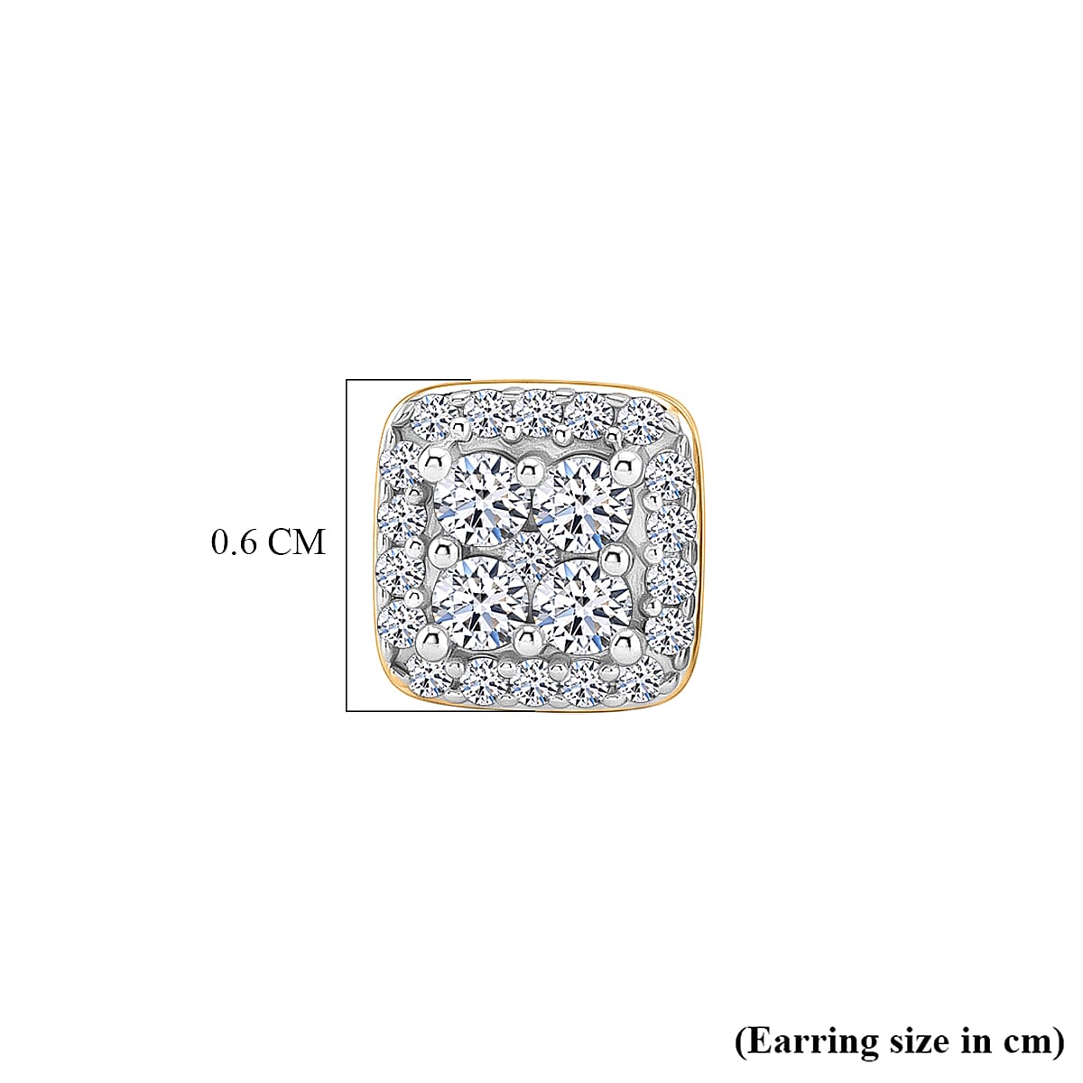 Luxuriant - Lab Grown Diamond (SI-G-H) Cluster Earring with Push Post in Yellow Gold Plated Sterling Silver 0.25 Ct.