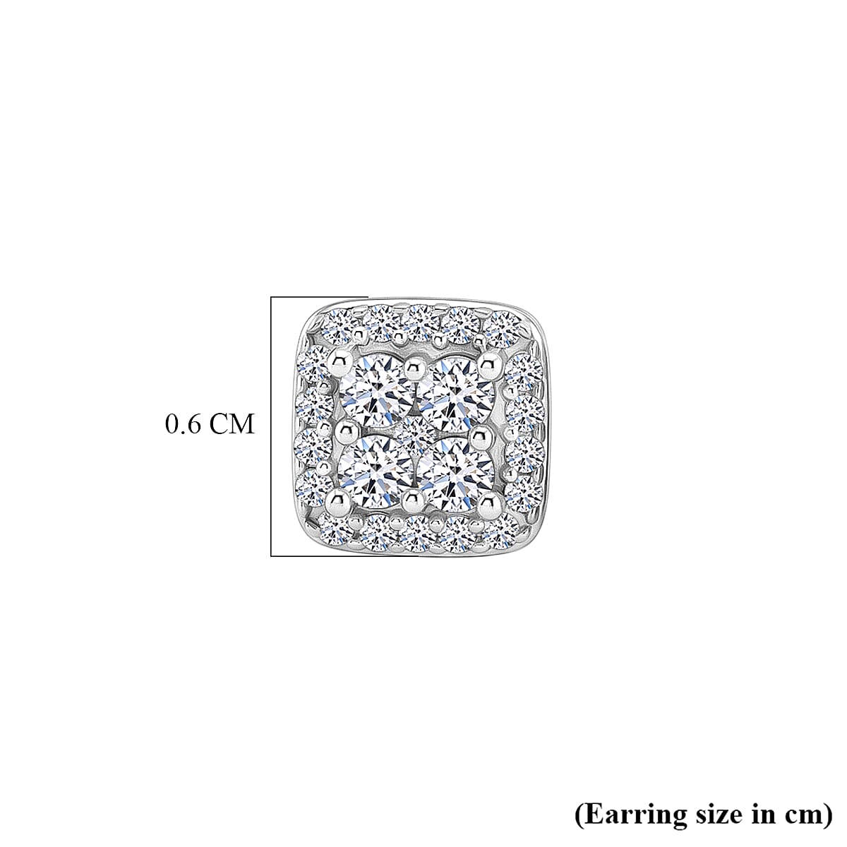 Luxuriant - Lab Grown Diamond Cluster Earring (SI-G-H) with Push Post in Platinum Overlay Sterling Silver 0.25 Ct.