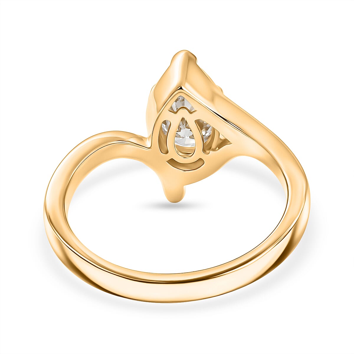 Lucy Q - SGL Certified Lab Grown Diamond (SI-G-H) Drop Solitaire Ring in 18K Vermeil Yellow Gold Plated Sterling Silver 1.00 Ct.