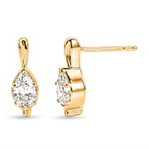 LUCY Q 1 Ct. Lab Grown Diamond Solitaire Drop Earrings in 18K Yellow Gold Vermeil Plated Sterling Silver (SI-G-H)