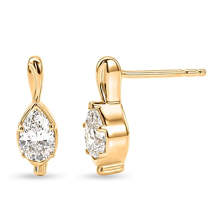 Lucy Q - SGL Certified Lab Grown Diamond (SI-G-H) Solitaire Stud Push Post Drop Earrings in 18K Gold Vermeil Sterling Silver 1.00 Ct. Lucy Q - SGL Certified Lab Grown Diamond (SI-G-H) Solitaire Stud Push Post Drop Earrings in 18K Gold Vermeil Sterling Silver 1.00 Ct.