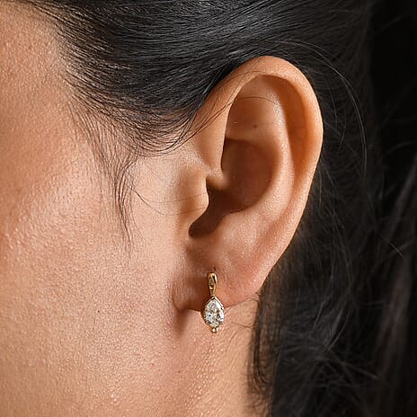 Lucy Q - SGL Certified Lab Grown Diamond (SI-G-H) Solitaire Stud Push Post Drop Earrings in 18K Gold Vermeil Sterling Silver 1.00 Ct.